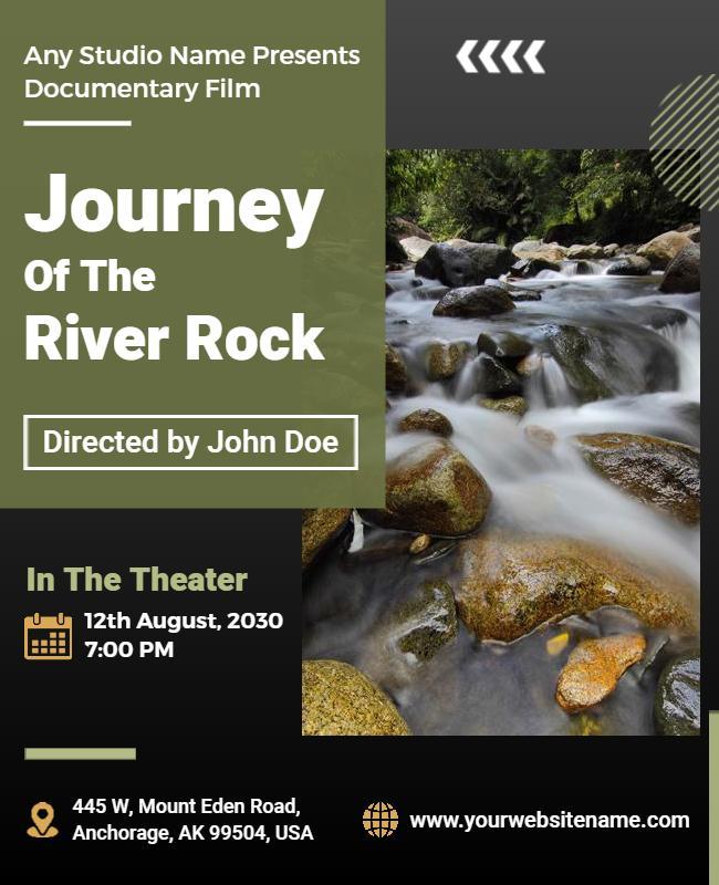 Nature-Inspired Documentary Film River Rock Journey Poster Template
