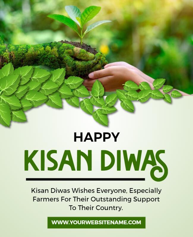 Nature-Inspired Green Kisan Diwas Celebration Poster Template