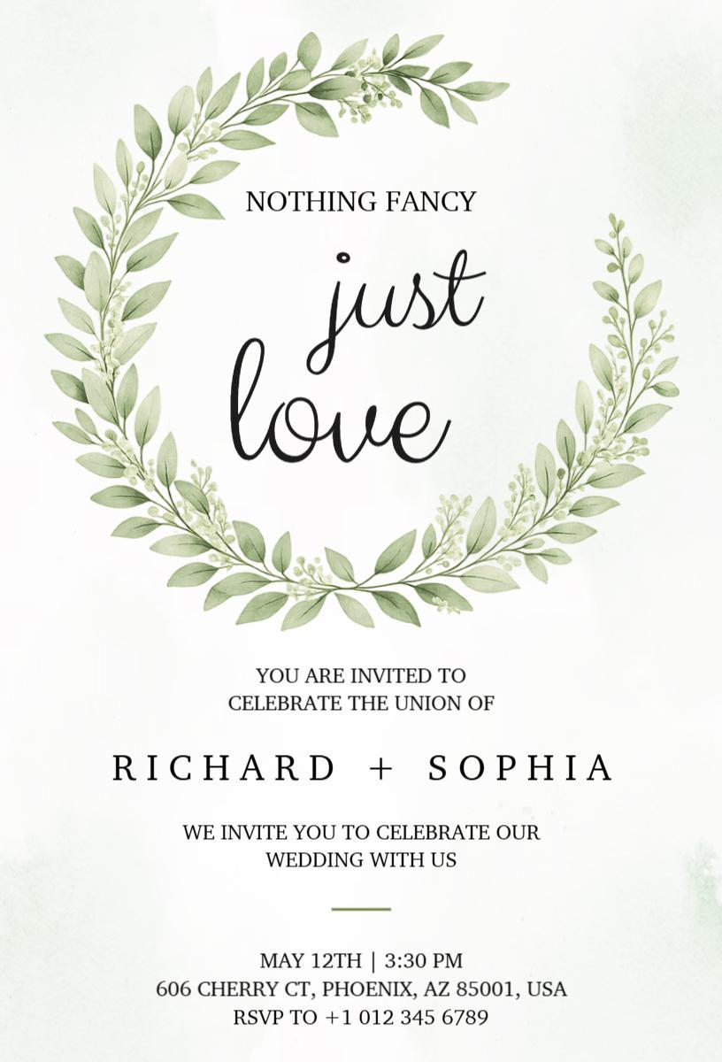 Nature-Inspired Greenery Wedding Ceremony Invitation Template