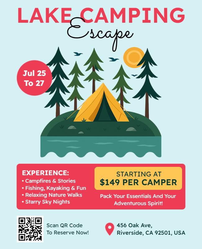 Nature Inspired Lake Camping Adventure Flyer Template