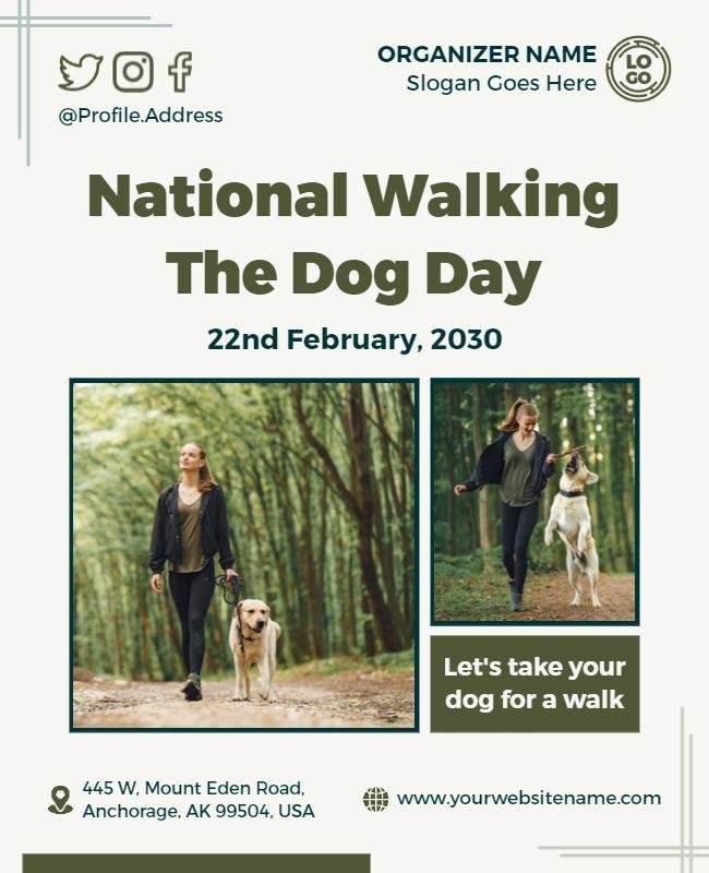 Nature-Inspired National Walking Dog Day Celebration Poster Template