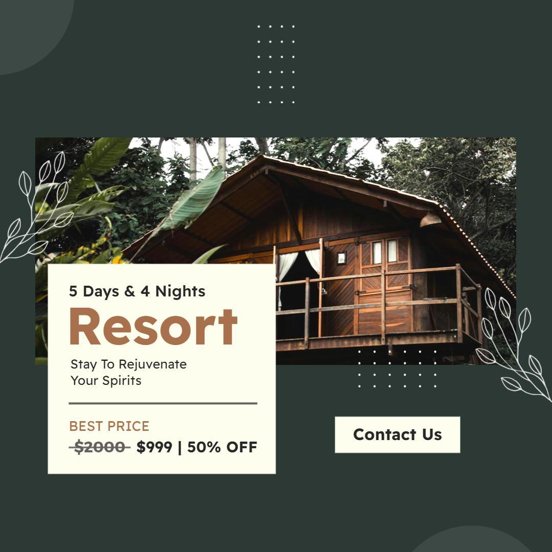 Nature Retreat Resort Vacation Promotion Instagram Flyer Template