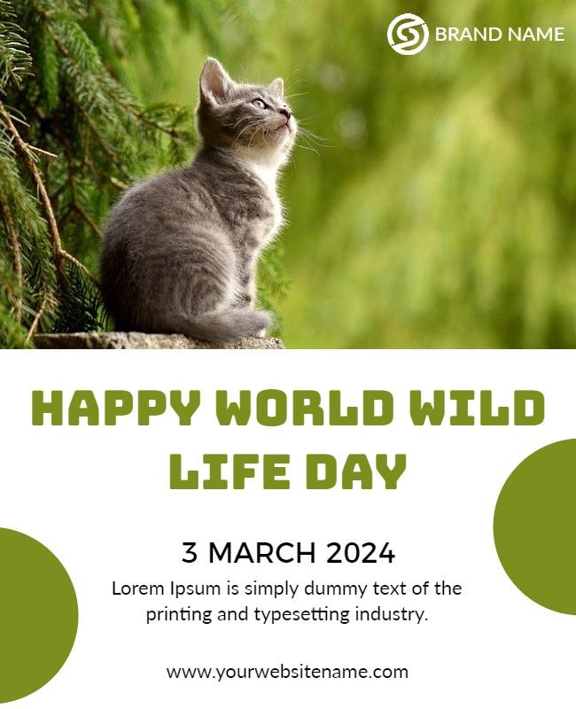 Nature-Themed Cat Awareness World Wildlife Day Poster Template