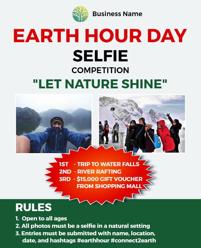 Nature-Themed Earth Hour Day Selfie Competition Poster Template