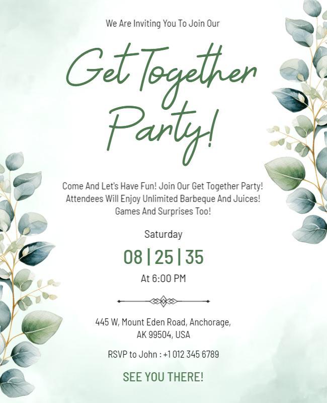 Nature Themed Get Together Party Flyer Template