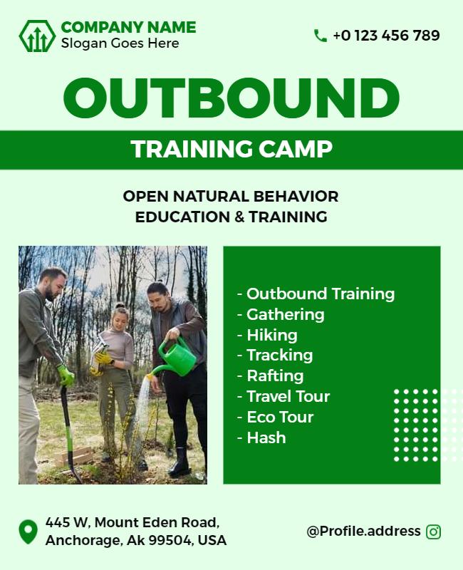 Nature-Themed Green Outbound Training Camp Poster Template