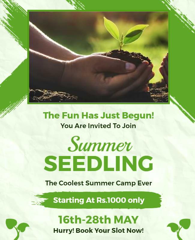 Nature-Themed Green Summer Seedling Camp Poster Template