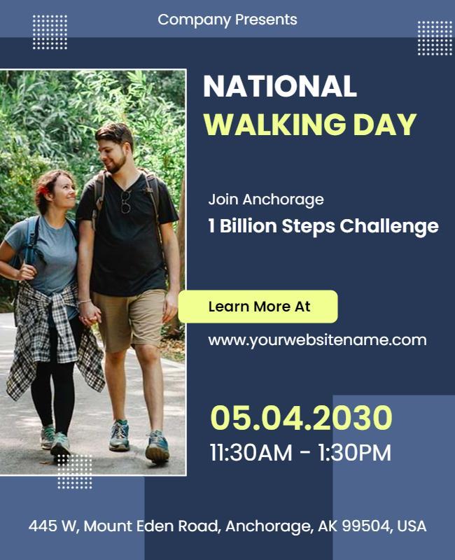 Nature-Themed National Walking Day Community Challenge Poster Template