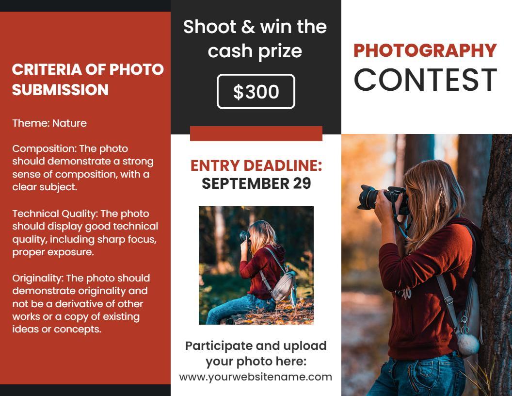 Nature-Themed Photography Contest Entry Guidelines Brochure Template
