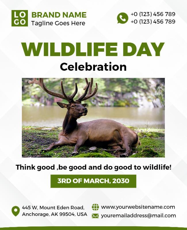 Nature-Themed Wildlife Day Celebration Awareness Poster Template