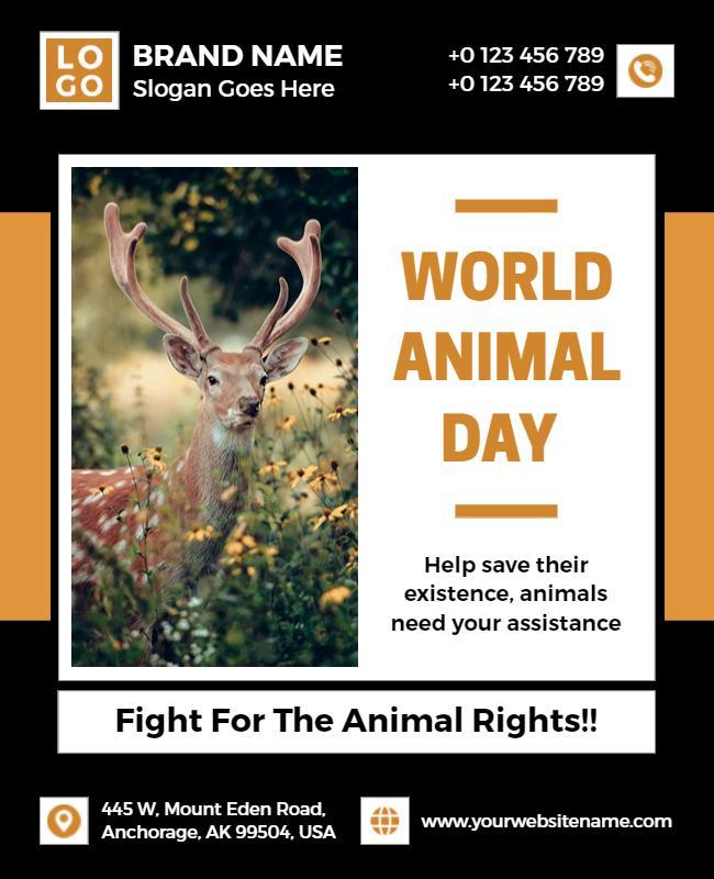 Nature-Themed World Animal Day Awareness Poster Template