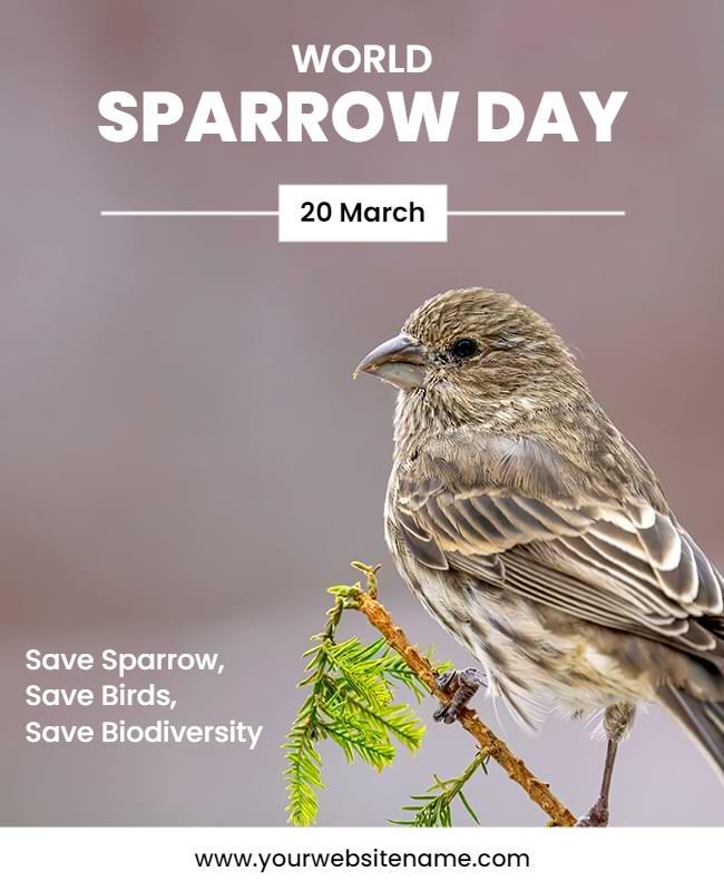 Nature-Themed World Sparrow Day Awareness Poster Template
