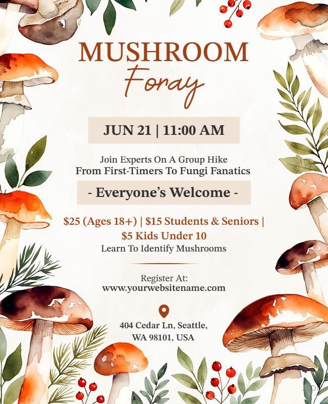Nature Walk and Mushroom Foray Flyer Template