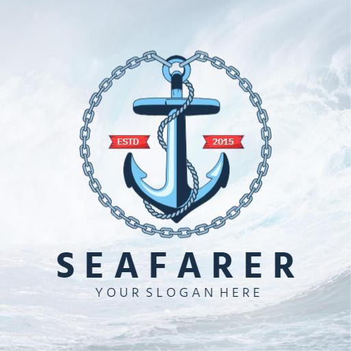 Nautical Anchor Design with Waves for Sea Adventures Logo Template