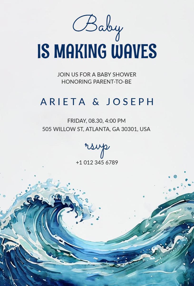 Nautical Baby Shower Making Waves Celebration Invitation Template