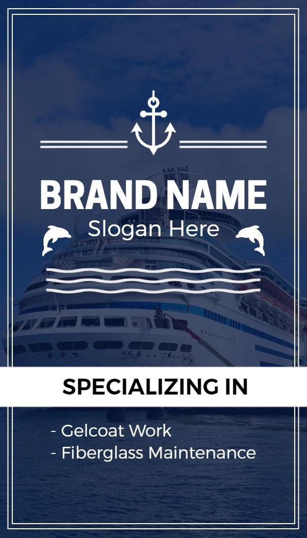 Nautical Blue Boat Maintenance Business Card Template