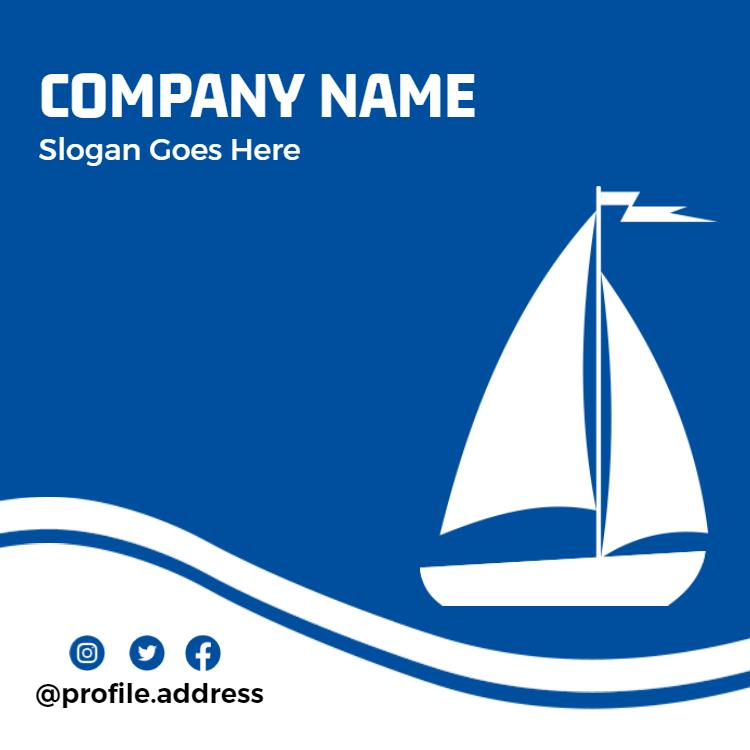 Nautical Blue Sailboat Company Business Card Template