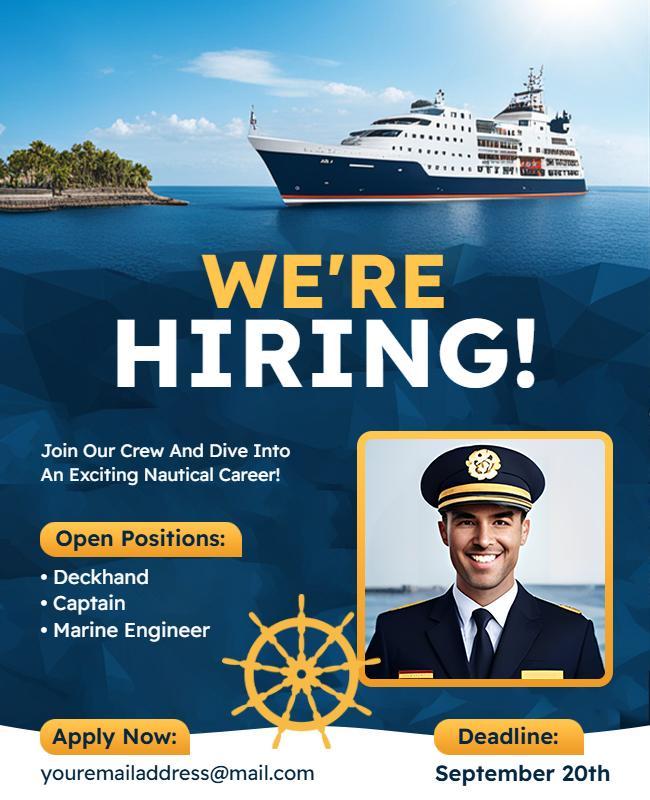 Nautical Career Hiring Recruitment Flyer Template