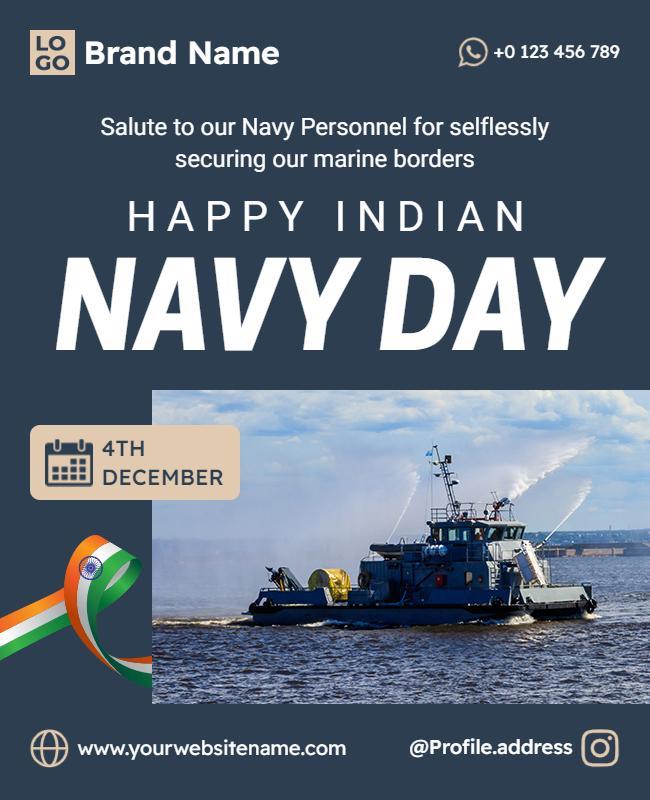 Nautical Navy Day Celebration with Maritime Theme Poster Template