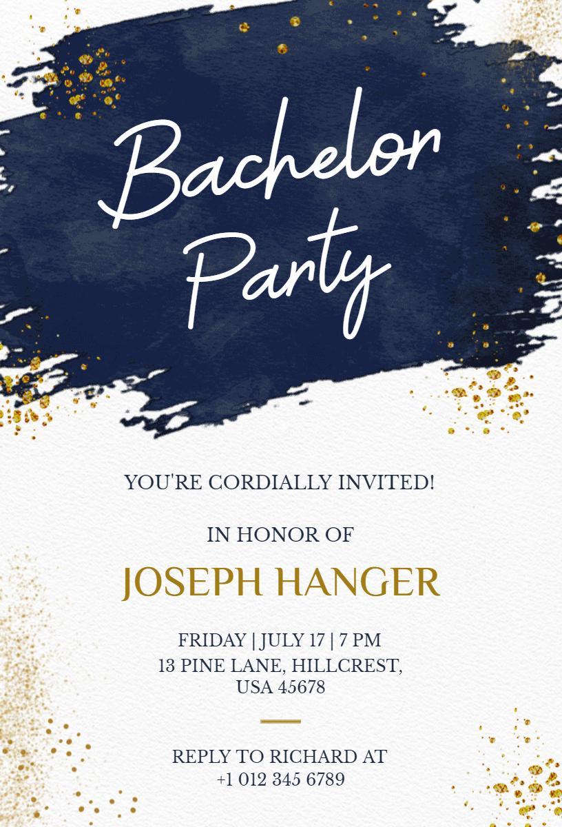 Nautical Navy Gold Bachelor Party Celebration Invitation Template