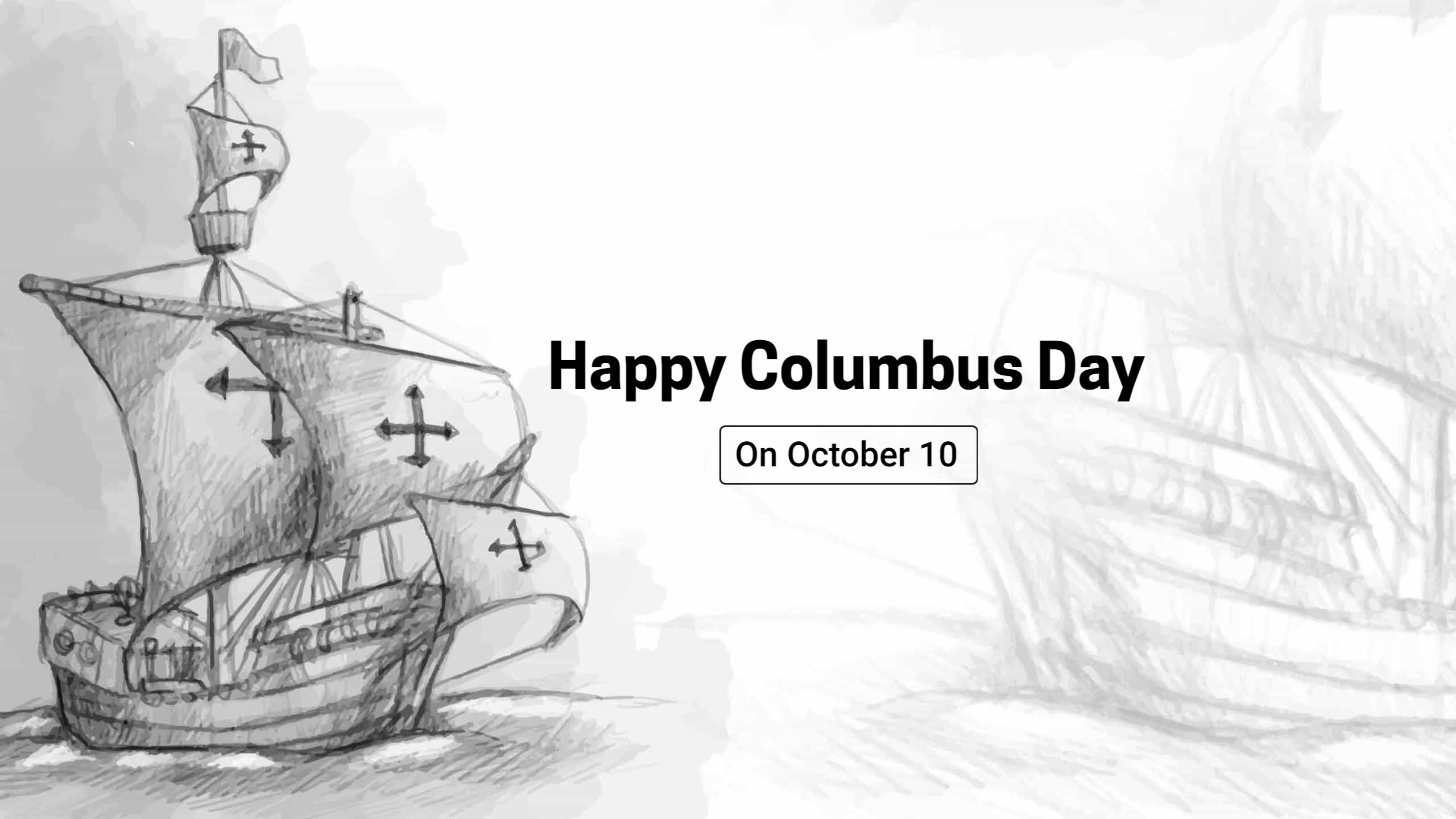 Nautical Sketch of Ships Celebrating Columbus Day YouTube Banner Template