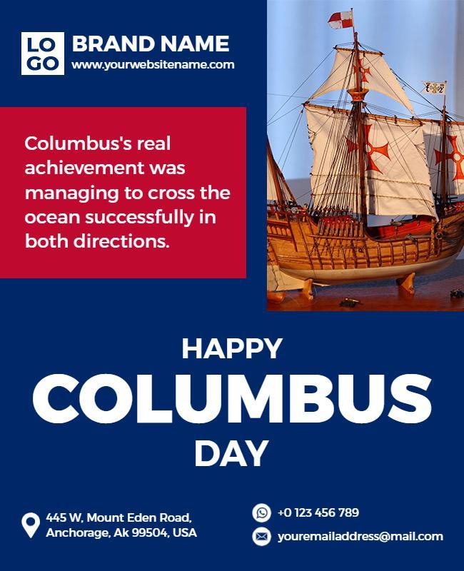 Nautical Theme Columbus Day Celebration Poster Template