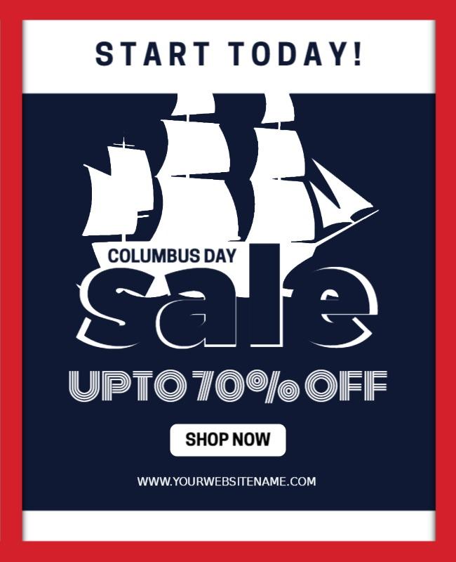 Nautical Theme Columbus Day Sale Discount Poster Template