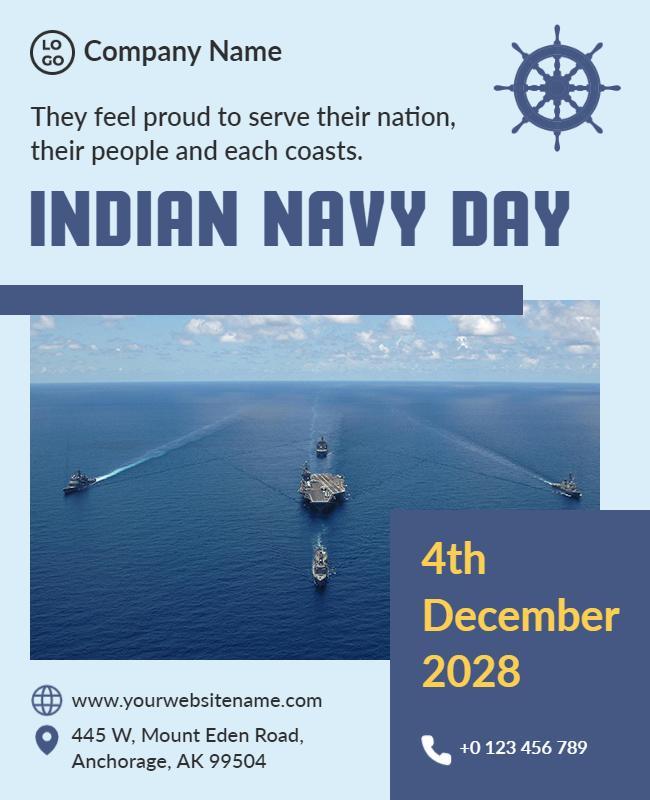 Nautical Theme Indian Navy Day Celebration Poster Template