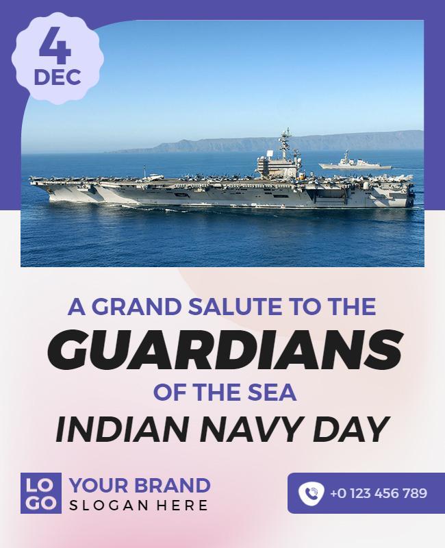 Nautical Themed Indian Navy Day Salute Poster Template