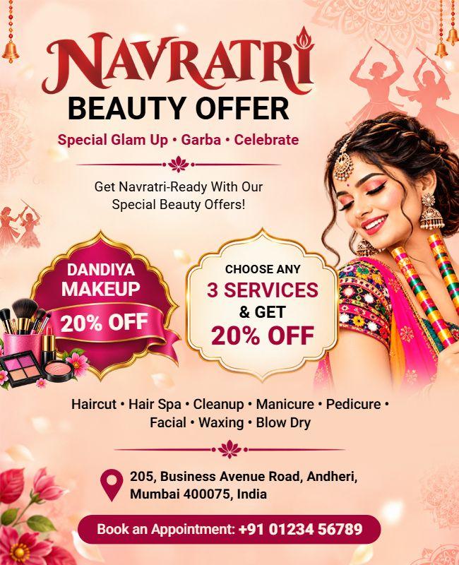 Navratri Festival Beauty Offer Flyer Template