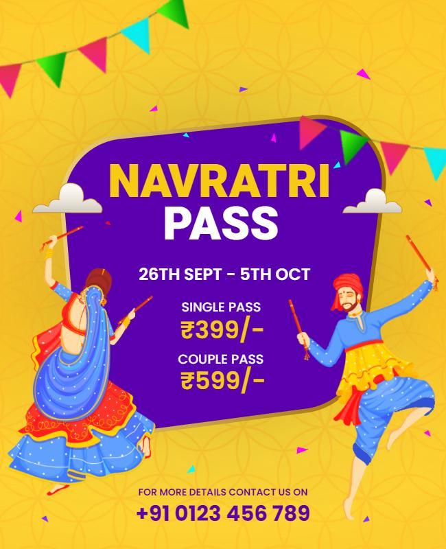 Navratri Festival Dance Pass Flyer Template