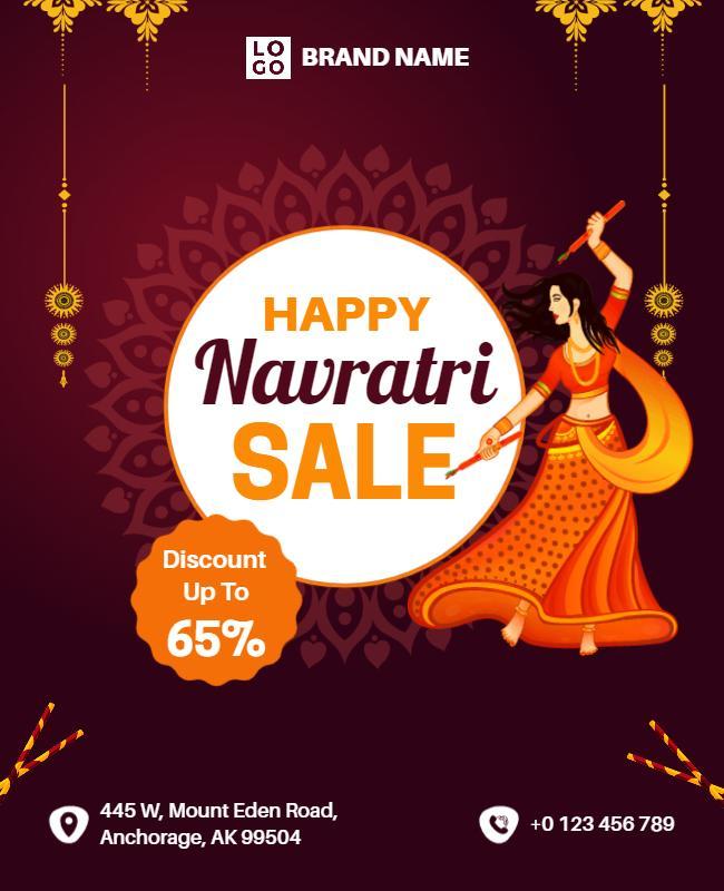 Navratri Festival Sale Discount Flyer Template