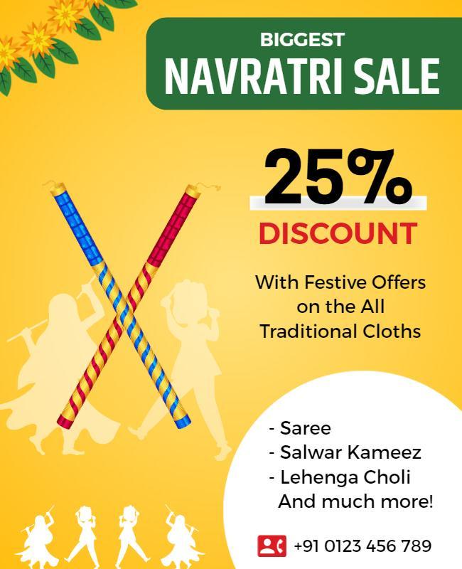 Festive Vibrant Navratri Sale Discount Flyer Template