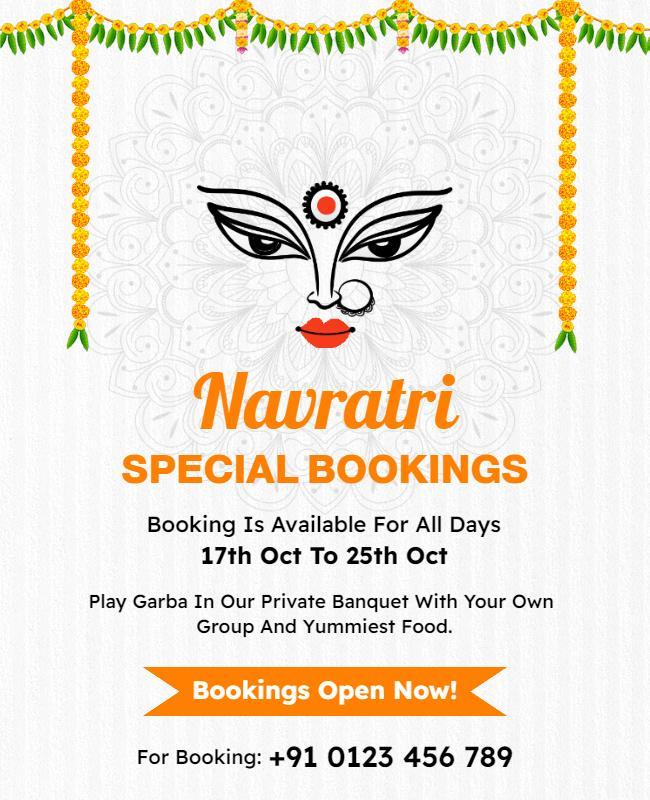 Navratri Festival Special Bookings Flyer Template