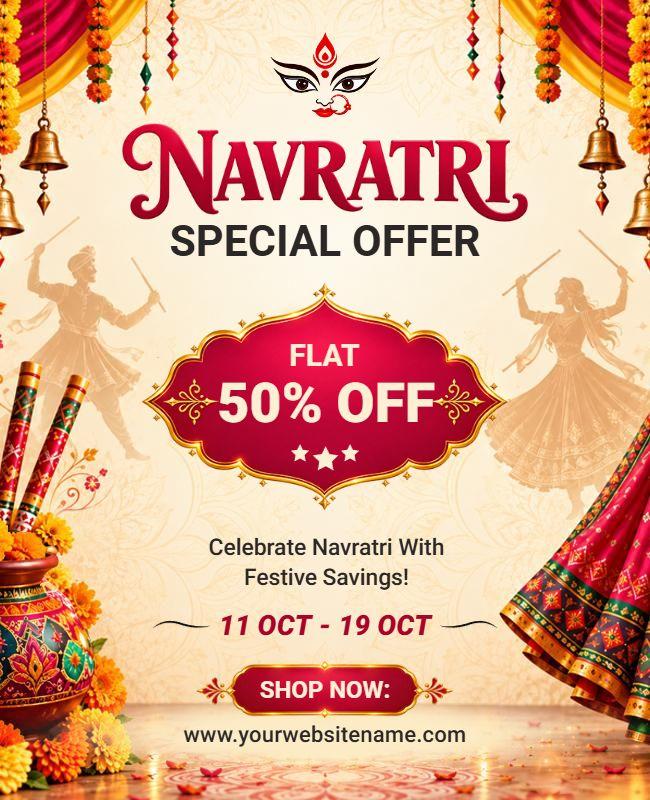Navratri Festival Special Offer Discount Flyer Template