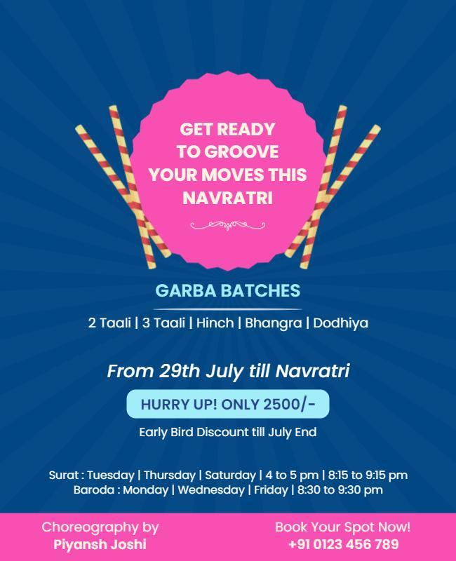 Navratri Garba Dance Classes Flyer Template