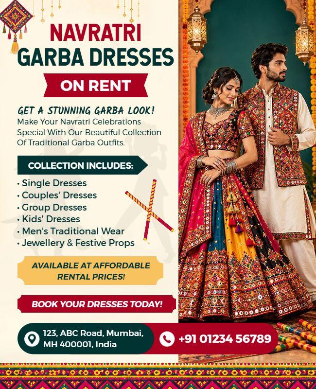 Navratri Garba Dress Rental Flyer Template