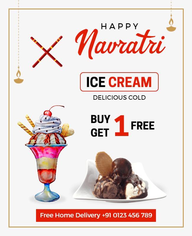 Navratri Ice Cream Special Offer Flyer Template