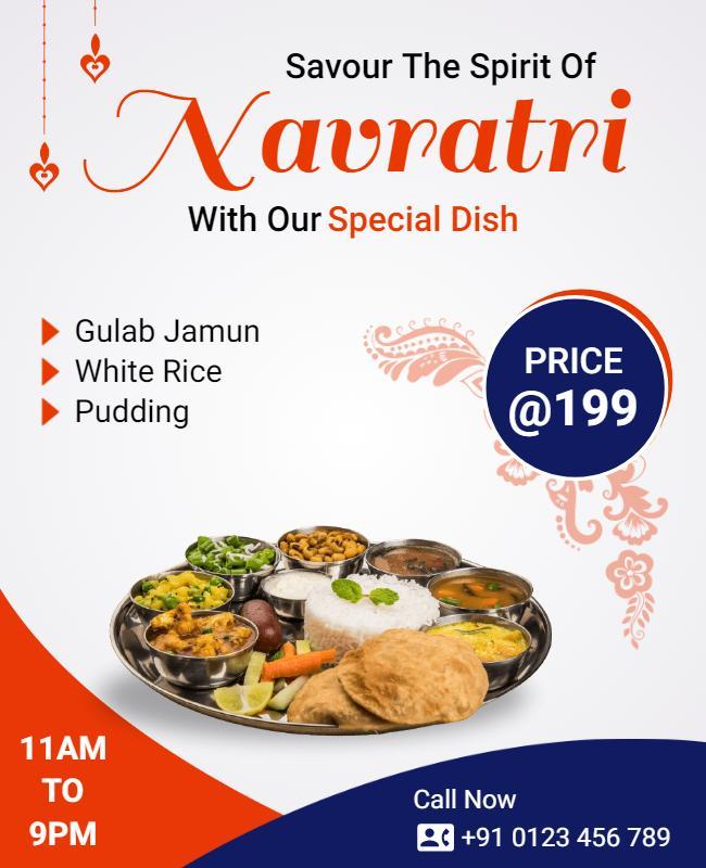 Navratri Special Dish Promotion Flyer Template