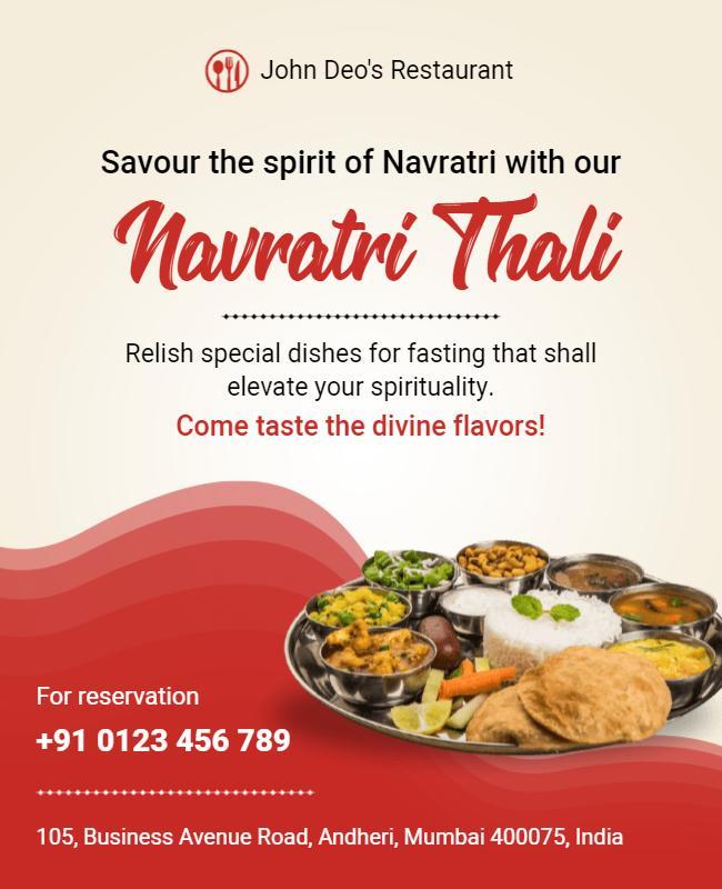 Navratri Thali Special Restaurant Flyer Template