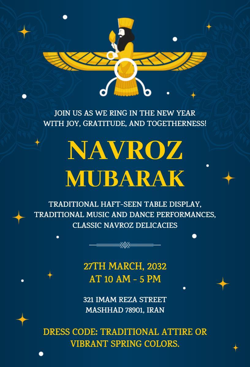 Navroz Festival Celebration Joyous New Year Invitation Template