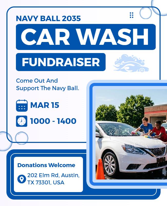 Navy Ball Car Wash Fundraiser Event Flyer Template