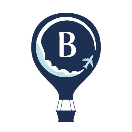 Navy Blue Hot Air Balloon Showcasing Letter B Logo Template