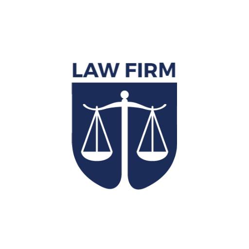 Navy Blue Shield Featuring Balanced Scales for Law Firm Logo Template