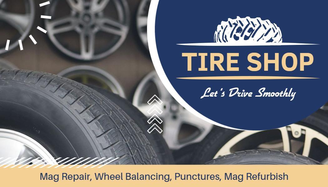 Navy Blue Tire Shop Owner Visiting Card Template