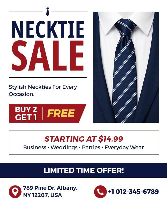 Necktie Sale Promotional Offer Flyer Template