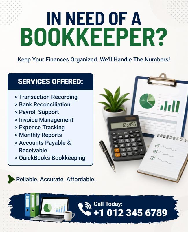 Need a Bookkeeper Advertisement Flyer Template