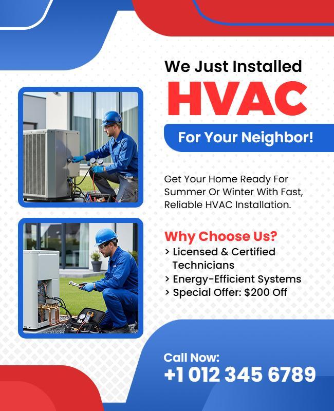 Neighbor Discount HVAC Installation Service Flyer Template