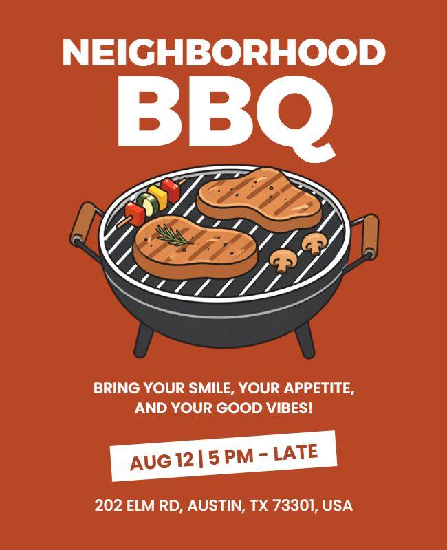 Neighborhood BBQ Event Poster Template