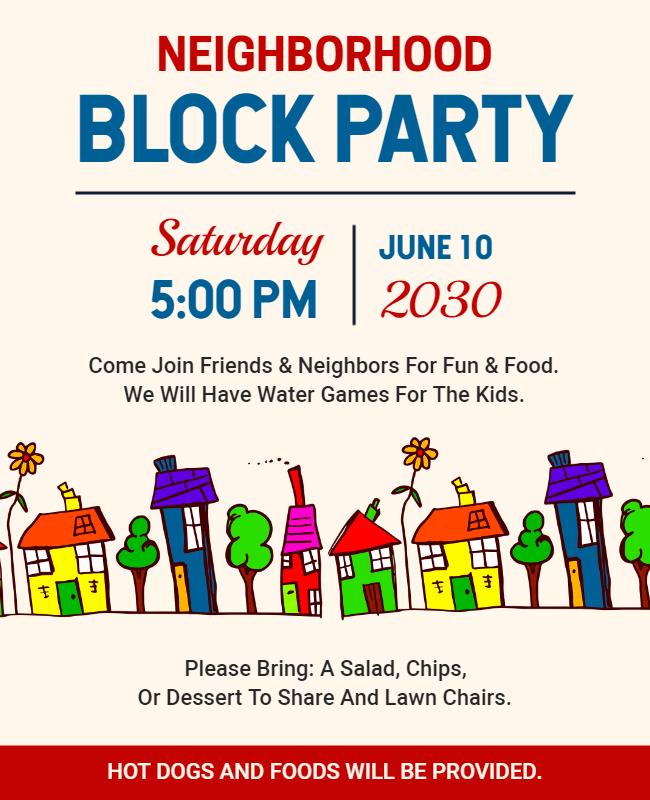 Neighborhood Block Party Event Flyer Template